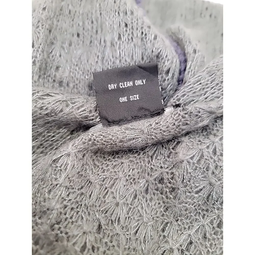MADISON 88 Blue & Gray Fine Knit Scarf Wearable Art Flower Bow Soft Cottage Core